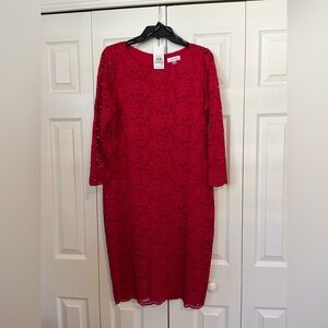 Calvin Klein Elegant Red Lace Dress